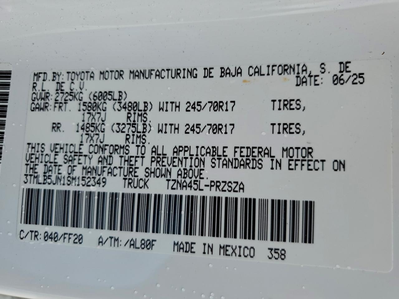 2025 Toyota Tacoma Double Cab VIN: 3TMLB5JN1SM152349 Lot: 94493155