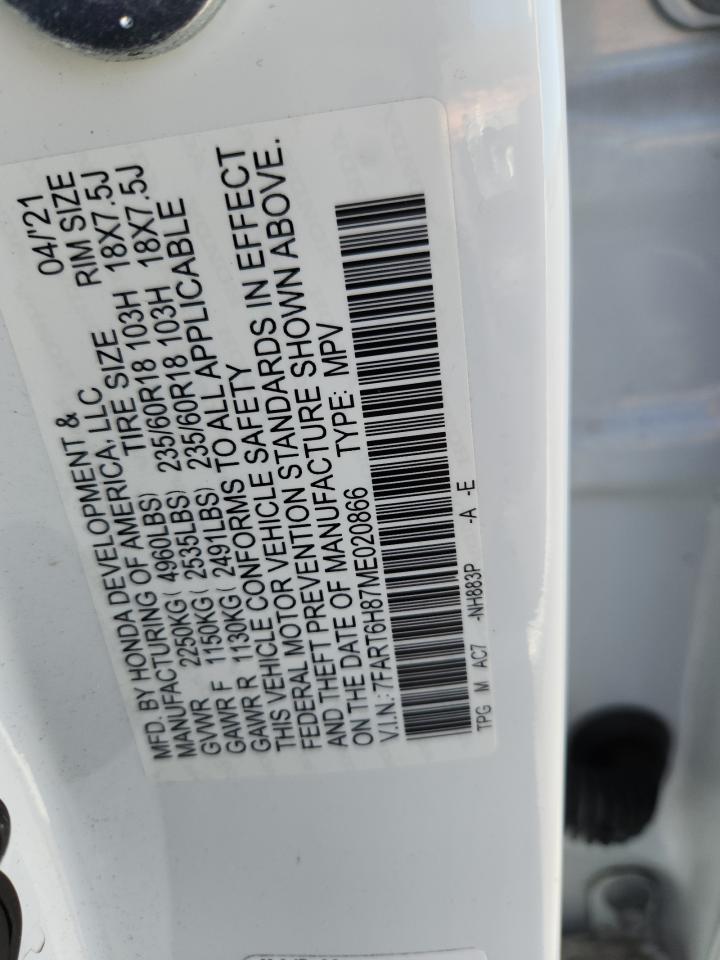 2021 Honda Cr-V Exl VIN: 7FART6H87ME020866 Lot: 92956655