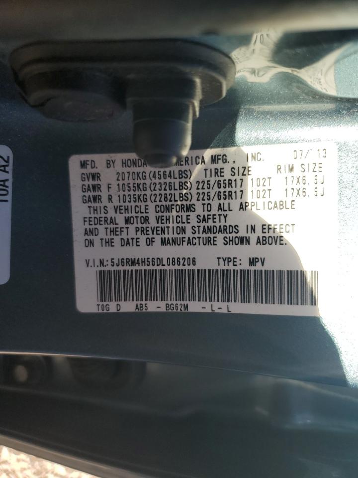 2013 Honda Cr-V Ex VIN: 5J6RM4H56DL086206 Lot: 91530525