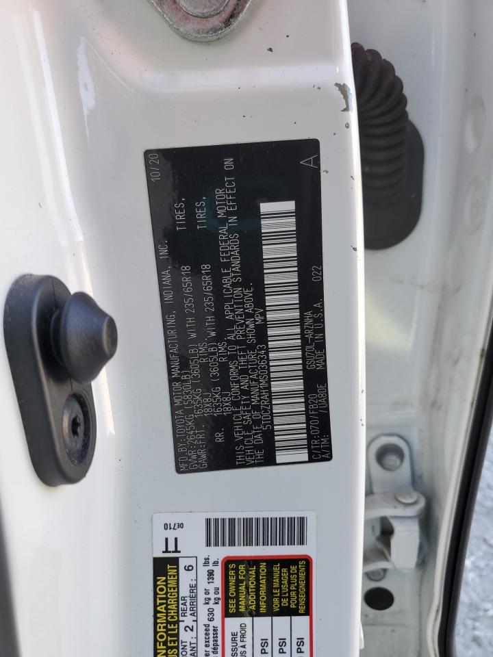 2021 Toyota Highlander L VIN: 5TDCZRAH1MS036343 Lot: 91123185