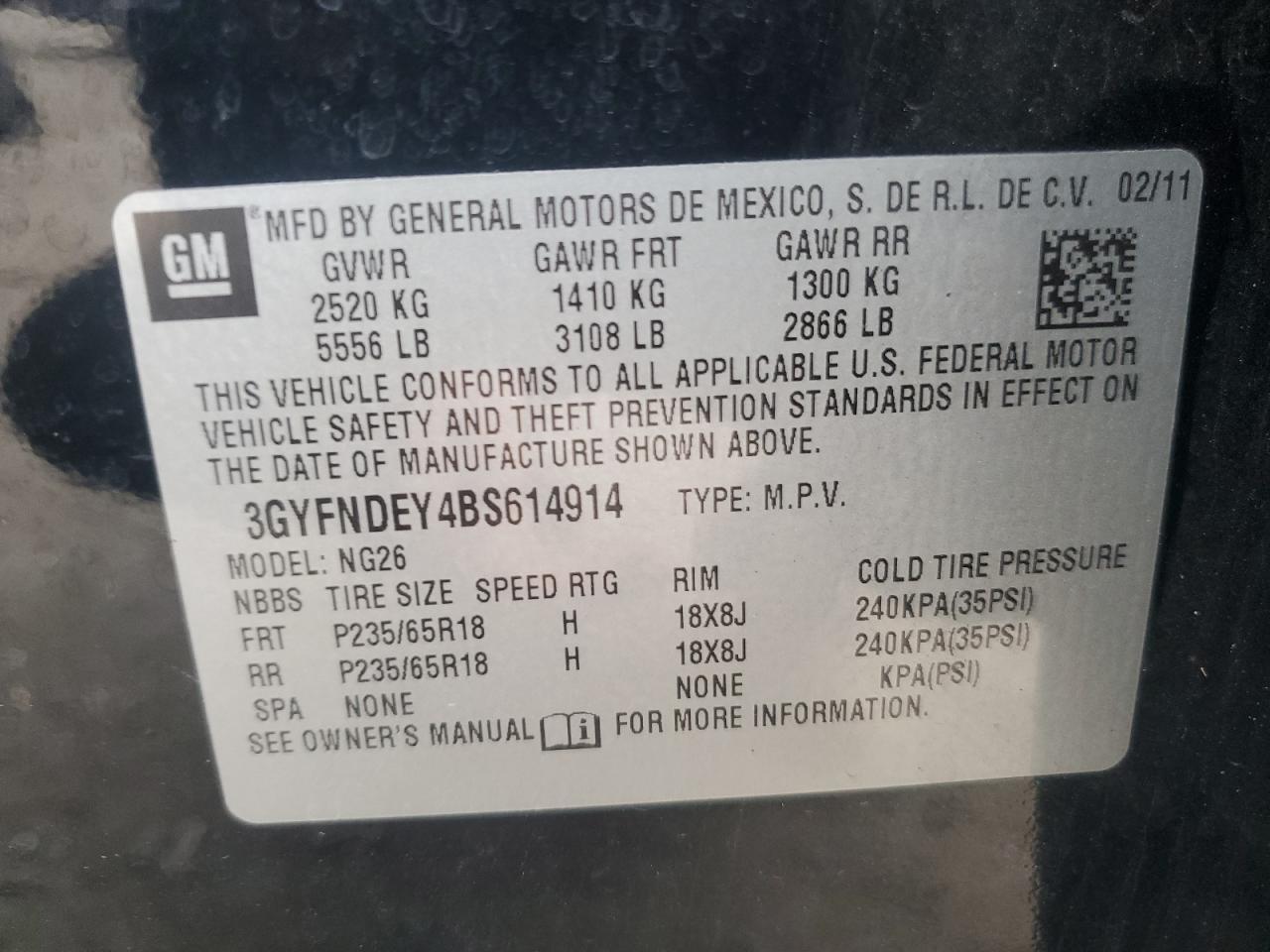 2011 Cadillac Srx Luxury Collection VIN: 3GYFNDEY4BS614914 Lot: 92537035