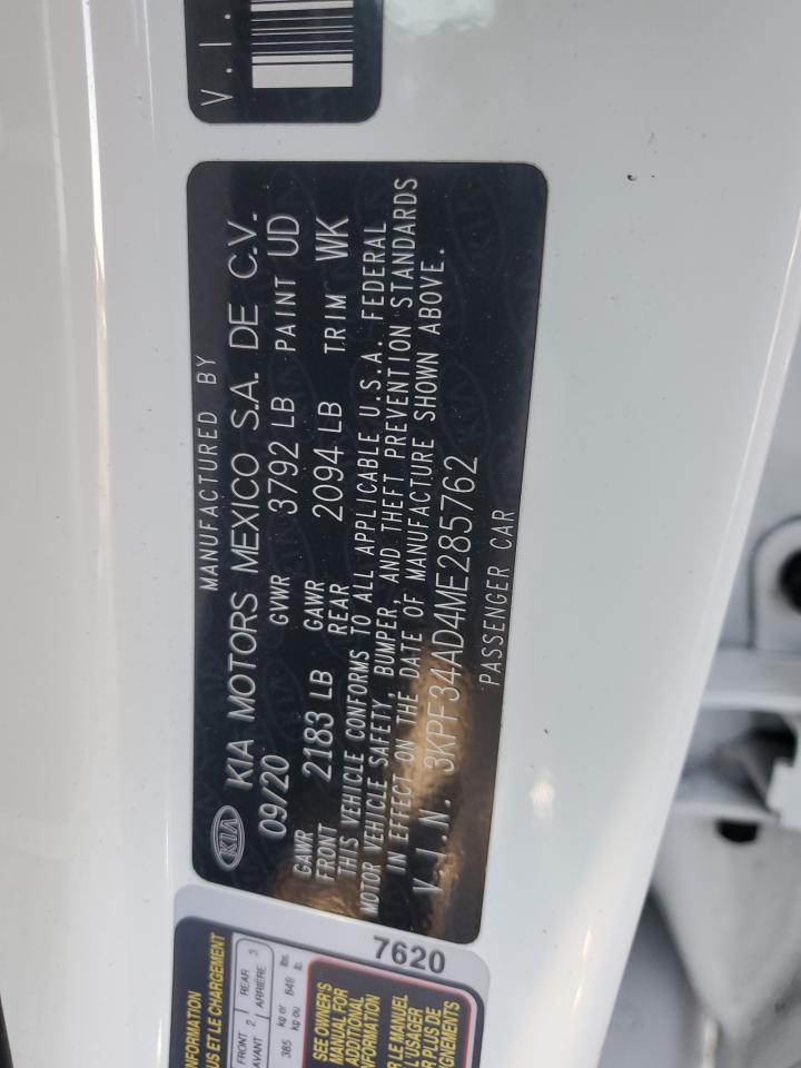 2021 Kia Forte Gt Line VIN: 3KPF34AD4ME285762 Lot: 93600075