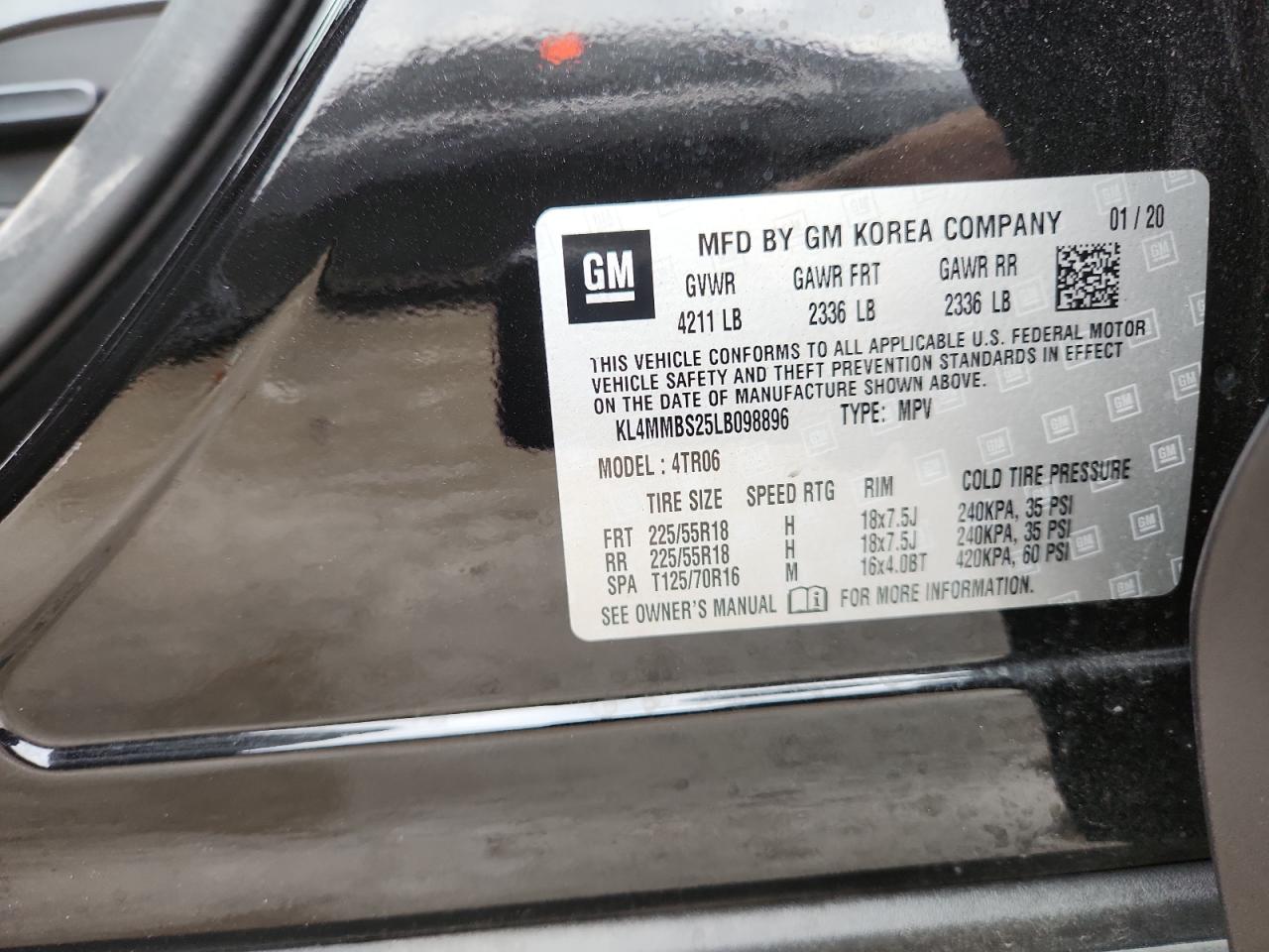 2020 Buick Encore Gx Preferred VIN: KL4MMBS25LB098896 Lot: 91173055