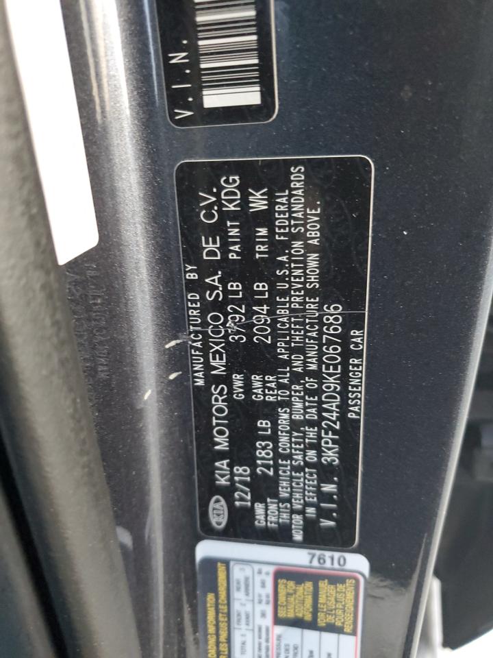 2019 Kia Forte Fe VIN: 3KPF24AD9KE067686 Lot: 92180125