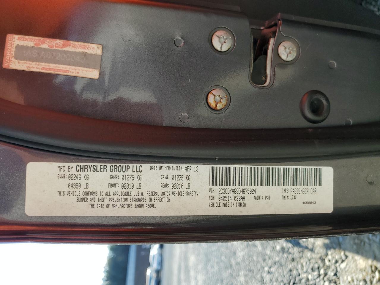 2013 Dodge Challenger Sxt VIN: 2C3CDYAG9DH675024 Lot: 93641005