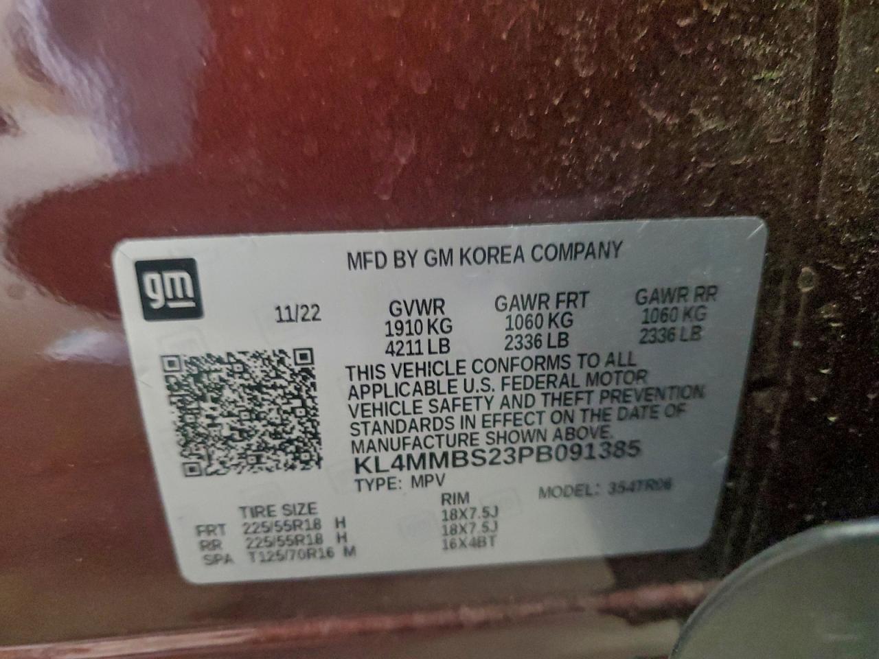 2023 Buick Encore Gx Preferred VIN: KL4MMBS23PB091385 Lot: 94402015