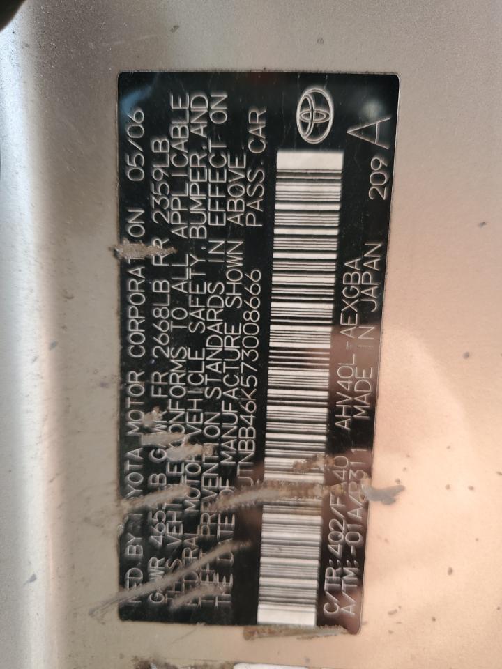 2007 Toyota Camry Hybrid VIN: JTNBB46K573008666 Lot: 91891955