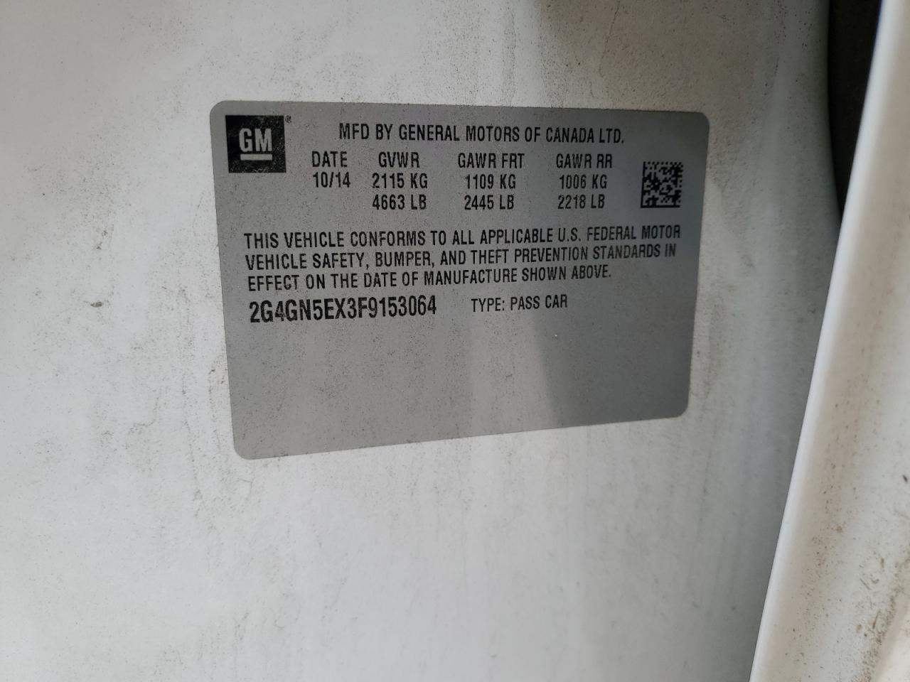 2015 Buick Regal Premium VIN: 2G4GN5EX3F9153064 Lot: 91392025