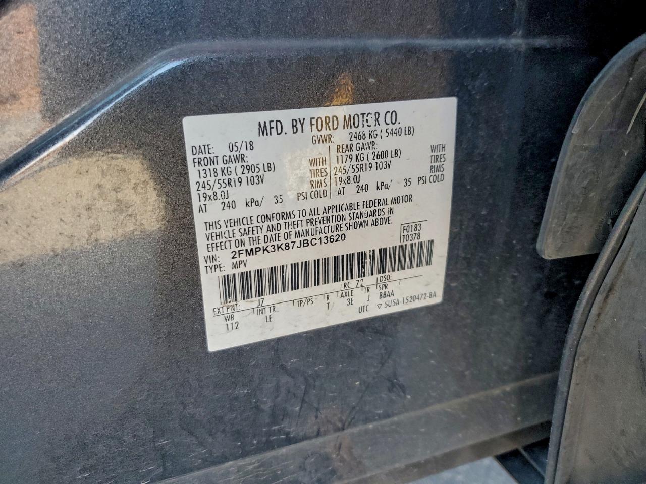 2018 Ford Edge Titanium VIN: 2FMPK3K87JBC13620 Lot: 94517405