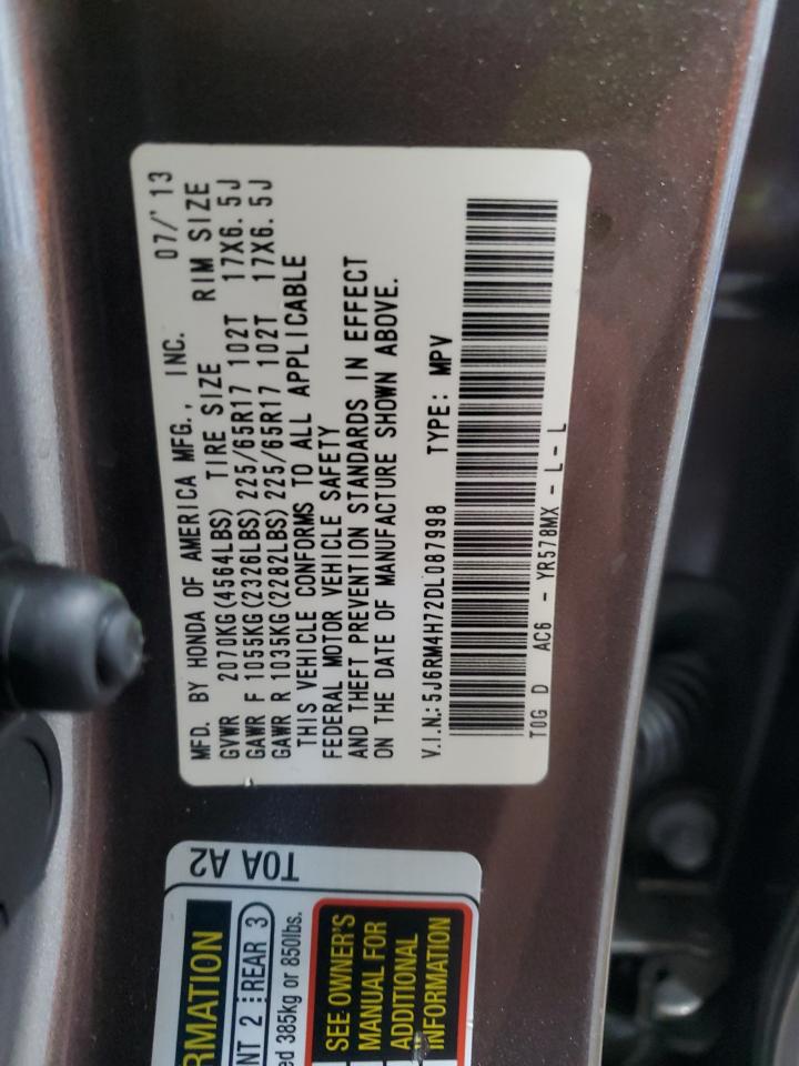 2013 Honda Cr-V Exl VIN: 5J6RM4H72DL087998 Lot: 91793485