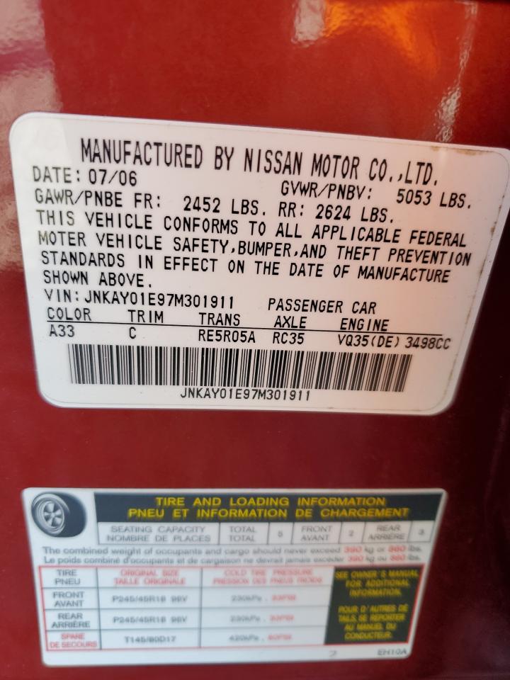 2007 Infiniti M35 Base VIN: JNKAY01E97M301911 Lot: 93671535