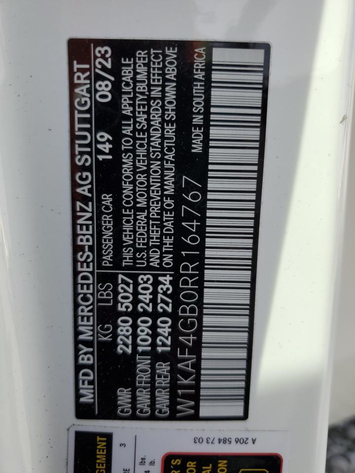 2024 Mercedes-Benz C 300 VIN: W1KAF4GB0RR164767 Lot: 92228045