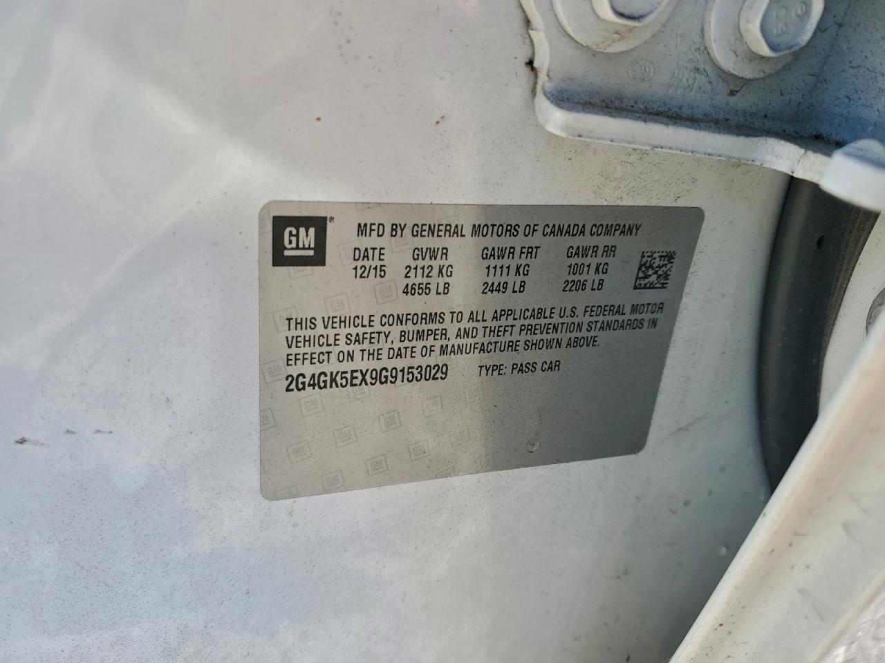 2016 Buick Regal VIN: 2G4GK5EX9G9153029 Lot: 93443075