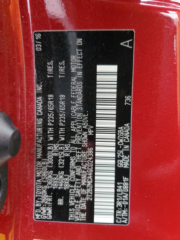 2016 Lexus Rx 350 Base VIN: 2T2BZMCA4GC024386 Lot: 84064085