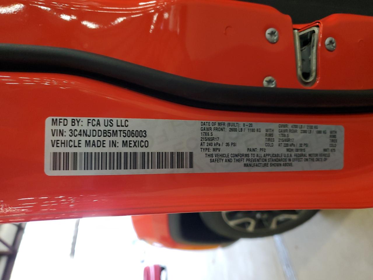 2021 Jeep Compass Trailhawk VIN: 3C4NJDDB5MT506003 Lot: 91810575