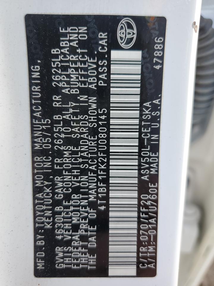 2015 Toyota Camry Le VIN: 4T1BF1FK2FU080145 Lot: 93154555