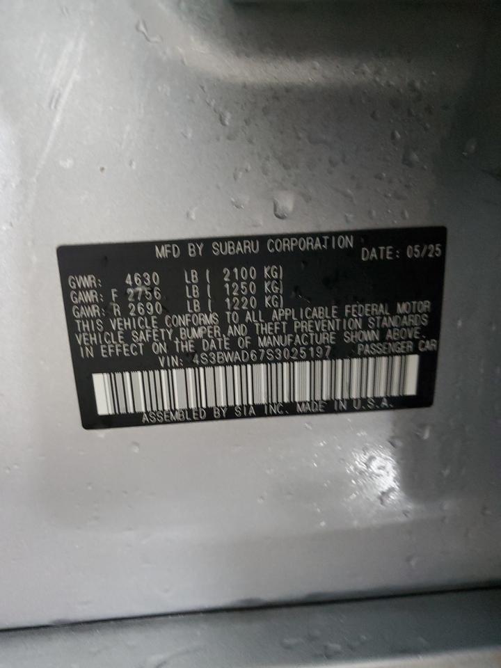 2025 Subaru Legacy Premium VIN: 4S3BWAD67S3025197 Lot: 91712805