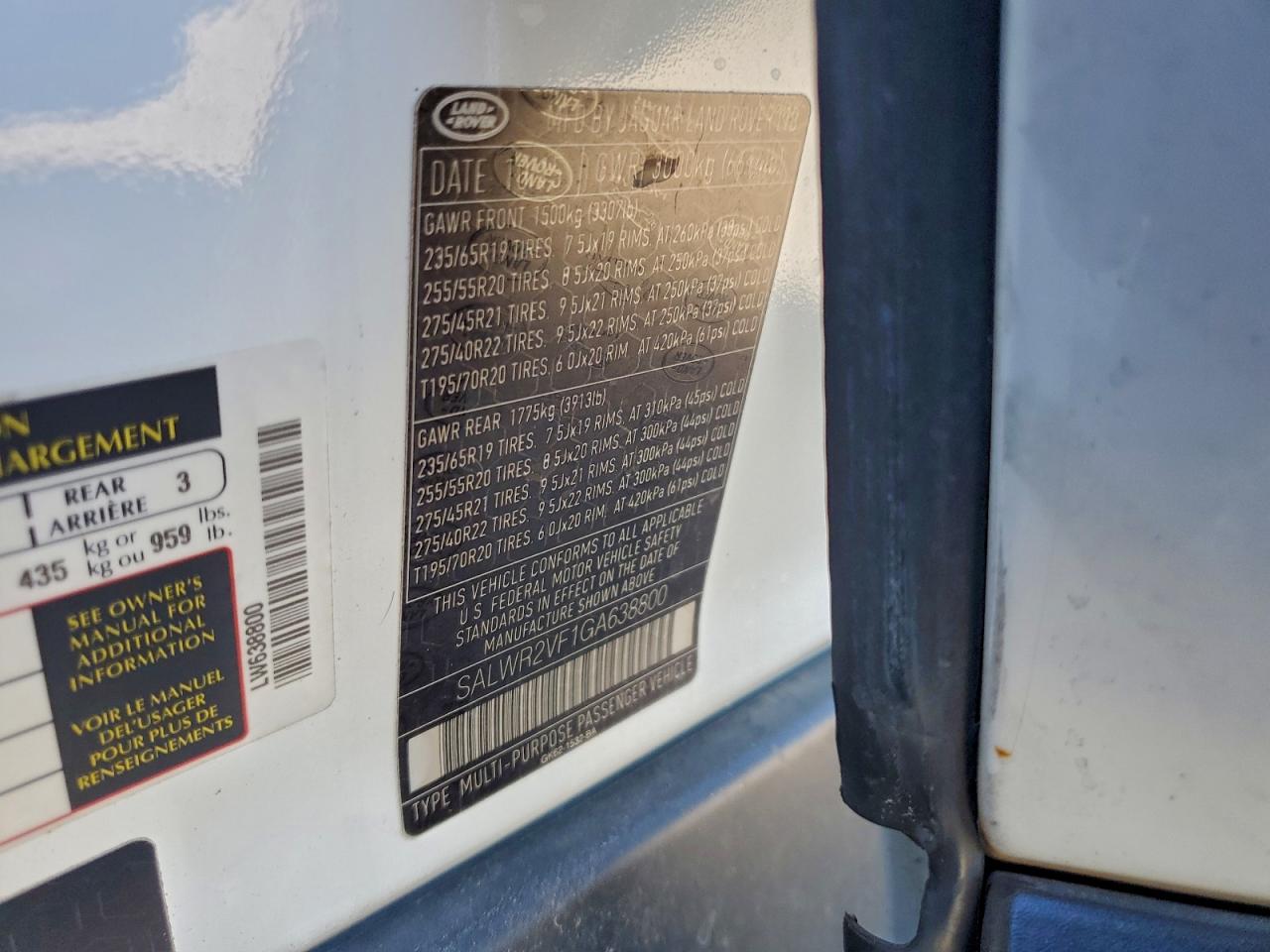 2016 Land Rover Range Rover Sport Hse VIN: SALWR2VF1GA638800 Lot: 94274665