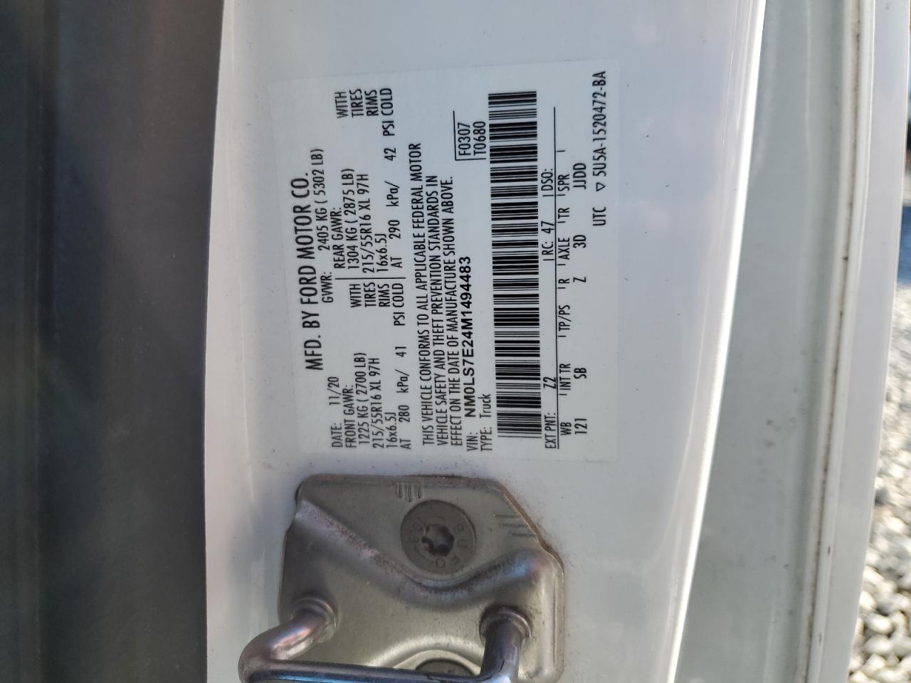 2021 Ford Transit Connect Xl VIN: NM0LS7E24M1494483 Lot: 90093165