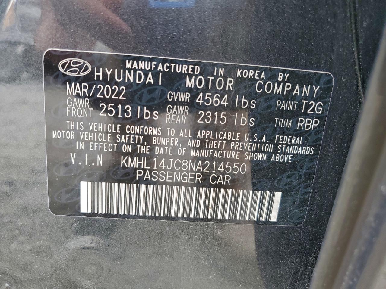 2022 Hyundai Sonata N Line VIN: KMHL14JC8NA214550 Lot: 93972575