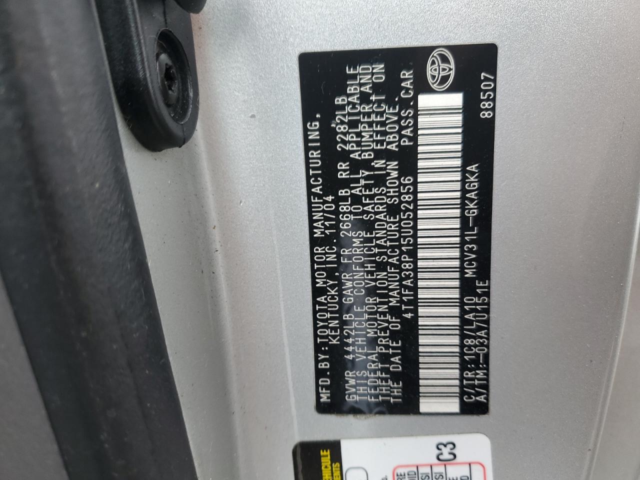 2005 Toyota Camry Solara Se VIN: 4T1FA38P15U052856 Lot: 91657135