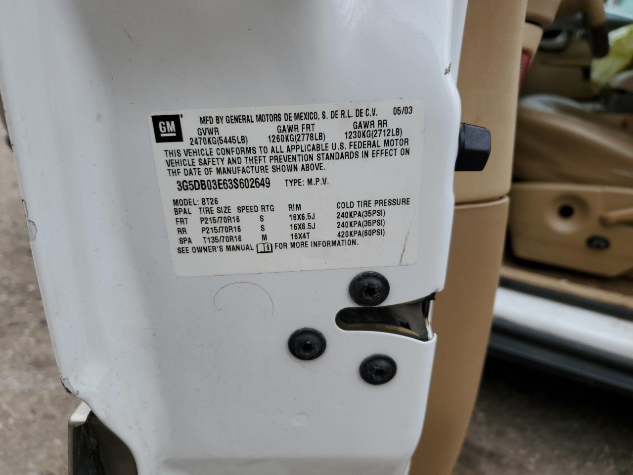 2003 Buick Rendezvous Cx VIN: 3G5DB03E63S602649 Lot: 90639475