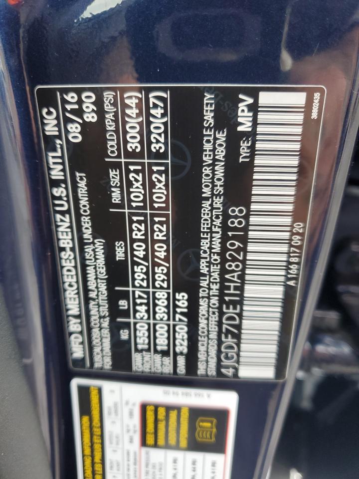 2017 Mercedes-Benz Gls 550 4Matic VIN: 4JGDF7DE1HA829188 Lot: 92511075