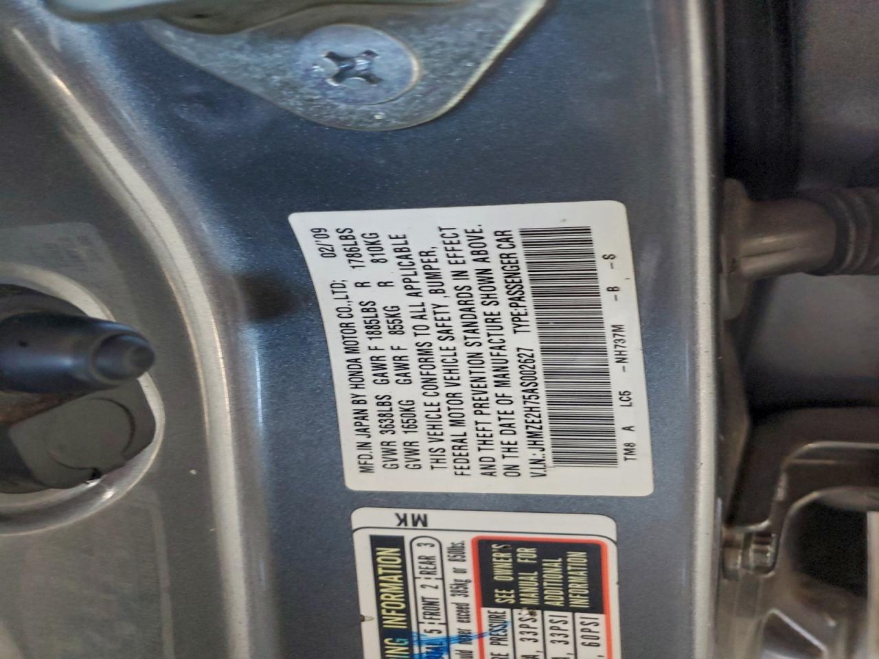 2010 Honda Insight Ex VIN: JHMZE2H75AS002627 Lot: 93742245