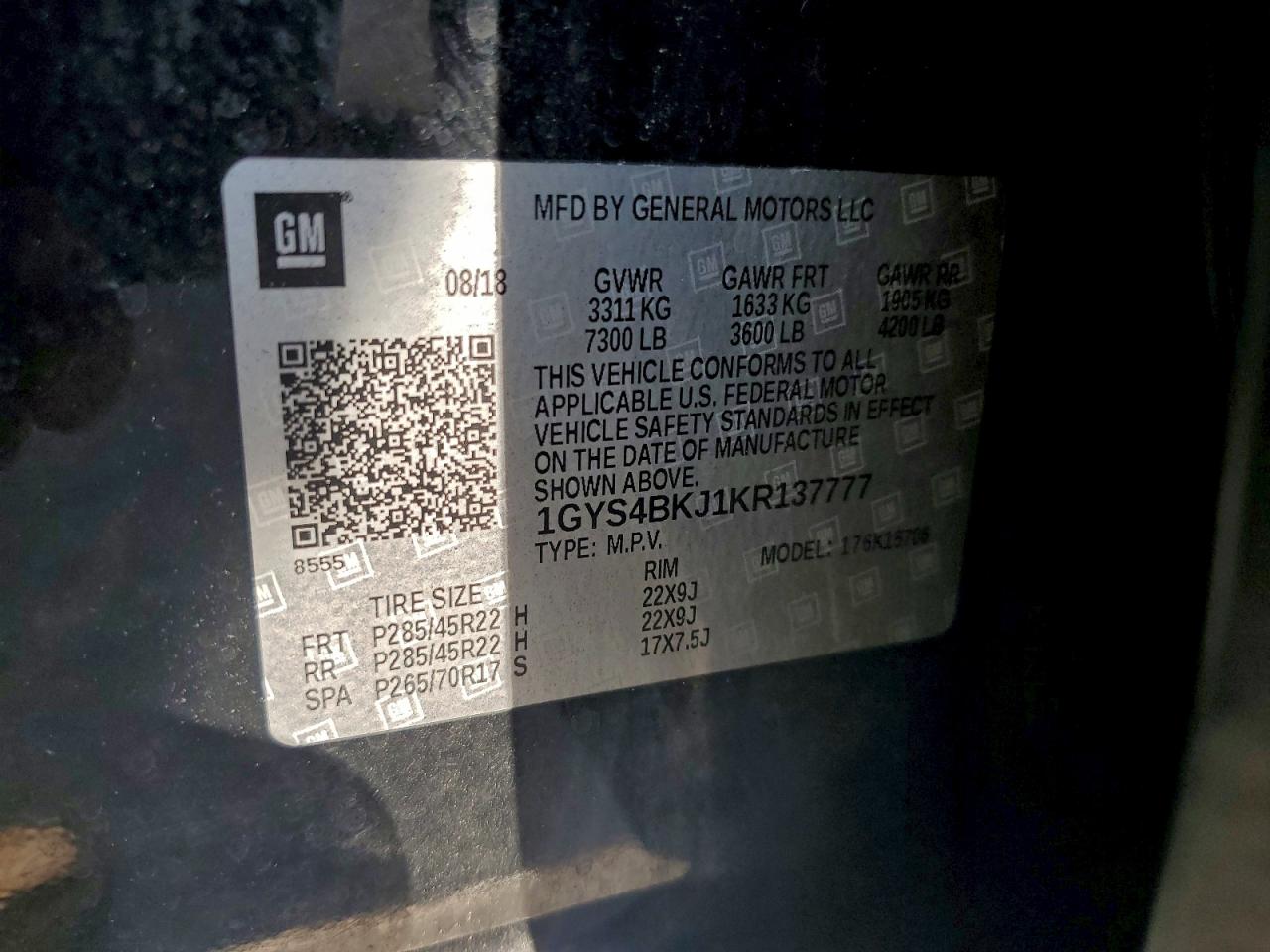 2019 Cadillac Escalade Luxury VIN: 1GYS4BKJ1KR137777 Lot: 94124045