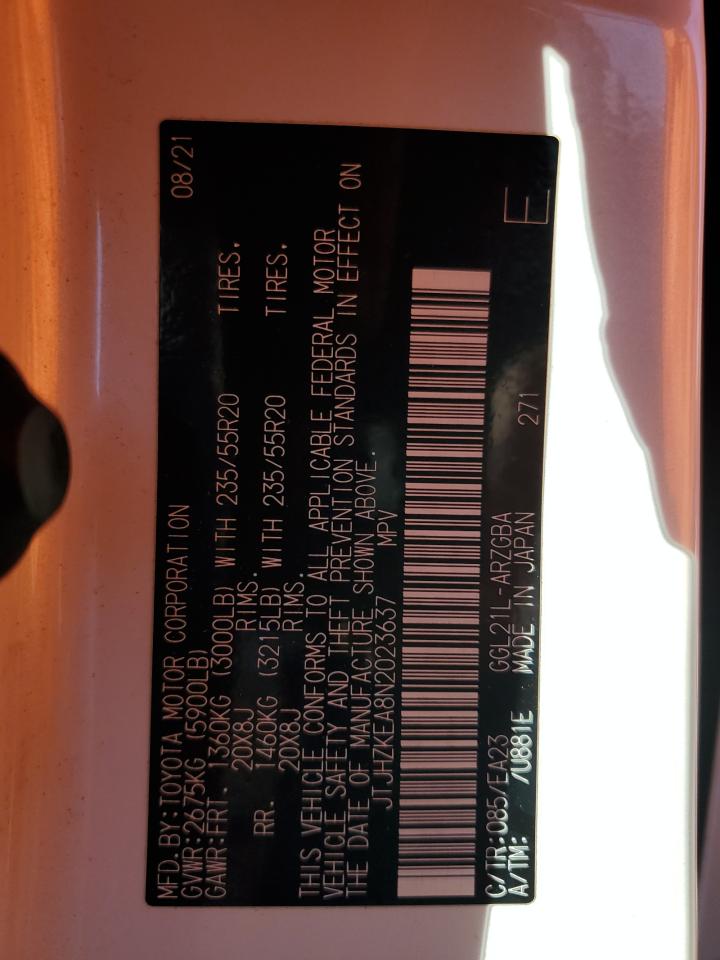 2022 Lexus Rx 350 L VIN: JTJHZKEA8N2023637 Lot: 92703845