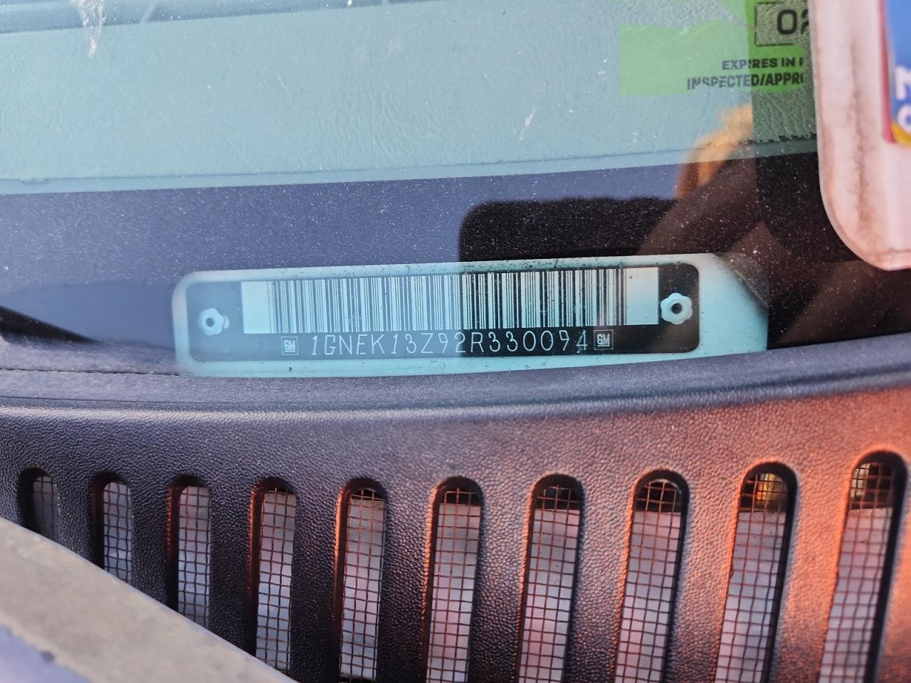 2002 Chevrolet Tahoe K1500 VIN: 1GNEK13Z92R330094 Lot: 91575605