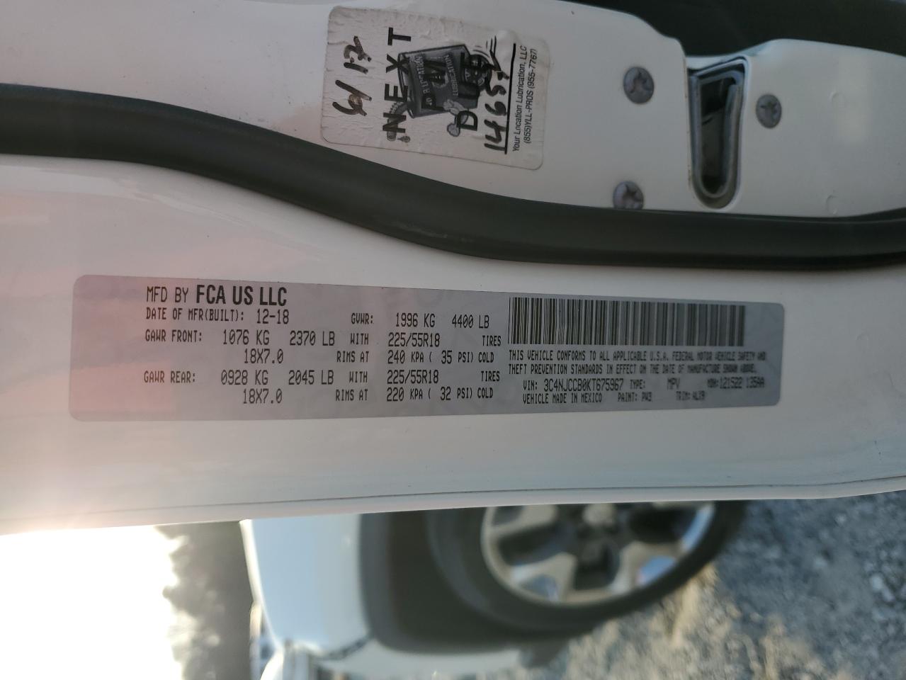 2019 Jeep Compass Limited VIN: 3C4NJCCB0KT675967 Lot: 93088515