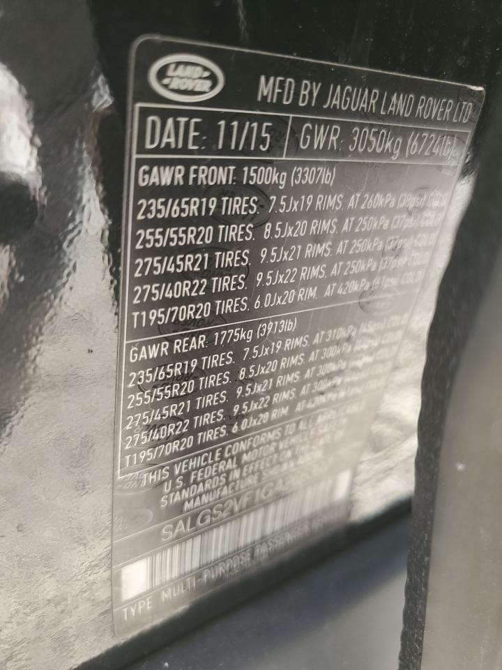 2016 Land Rover Range Rover Hse VIN: SALGS2VF1GA266397 Lot: 91675195