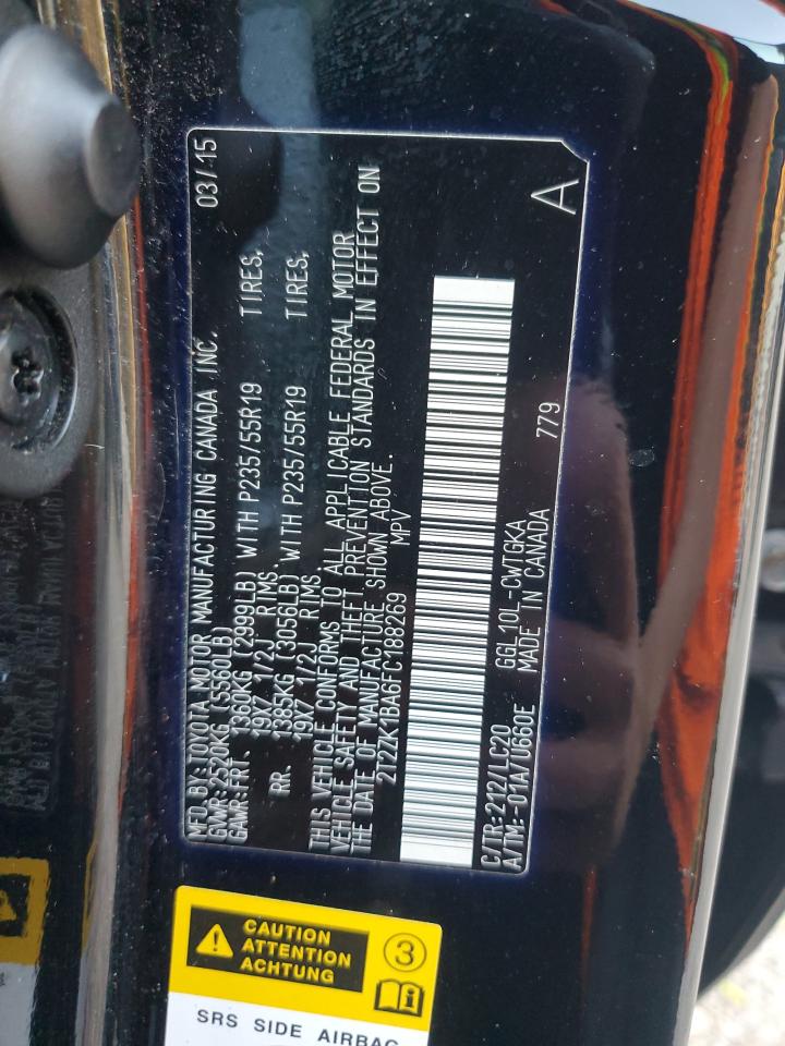 2015 Lexus Rx 350 VIN: 2T2ZK1BA6FC188269 Lot: 92429905