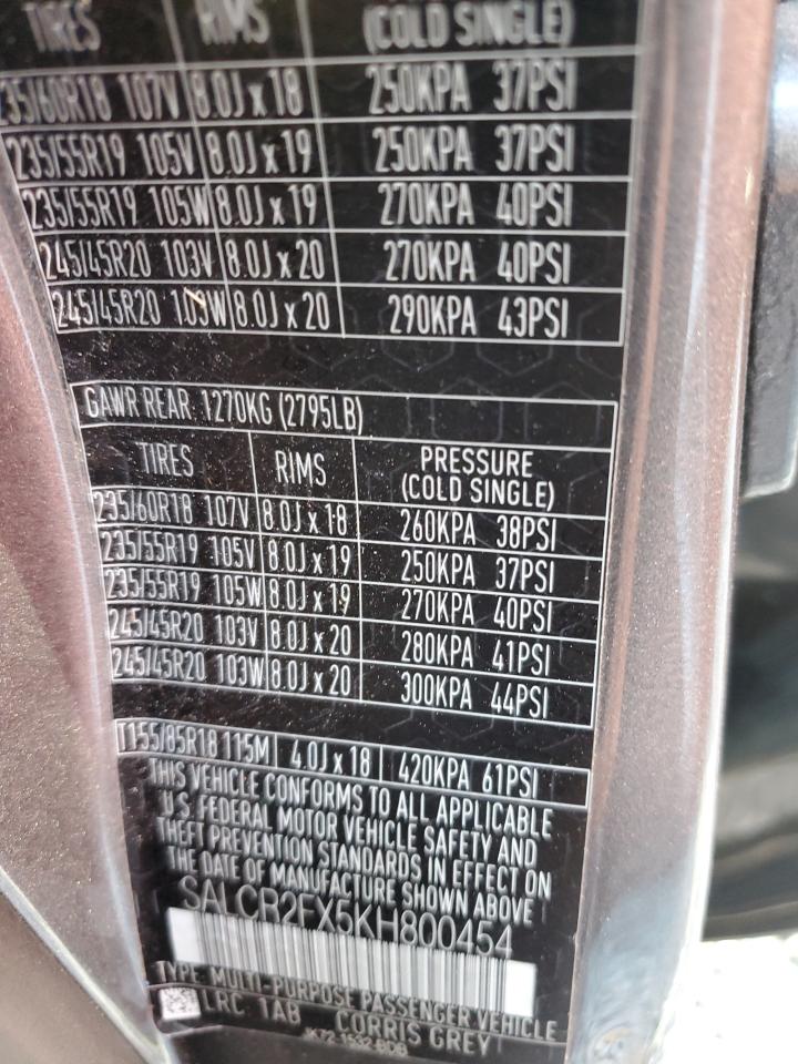 2019 Land Rover Discovery Sport Hse VIN: SALCR2FX5KH800454 Lot: 92103425