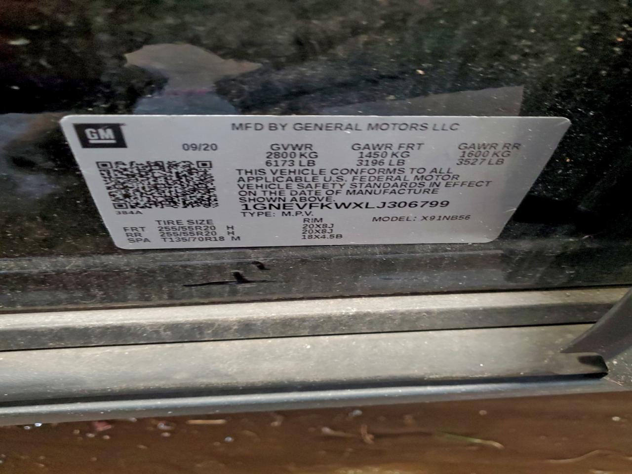 2020 Chevrolet Traverse Ls VIN: 1GNEVFKWXLJ306799 Lot: 93990855