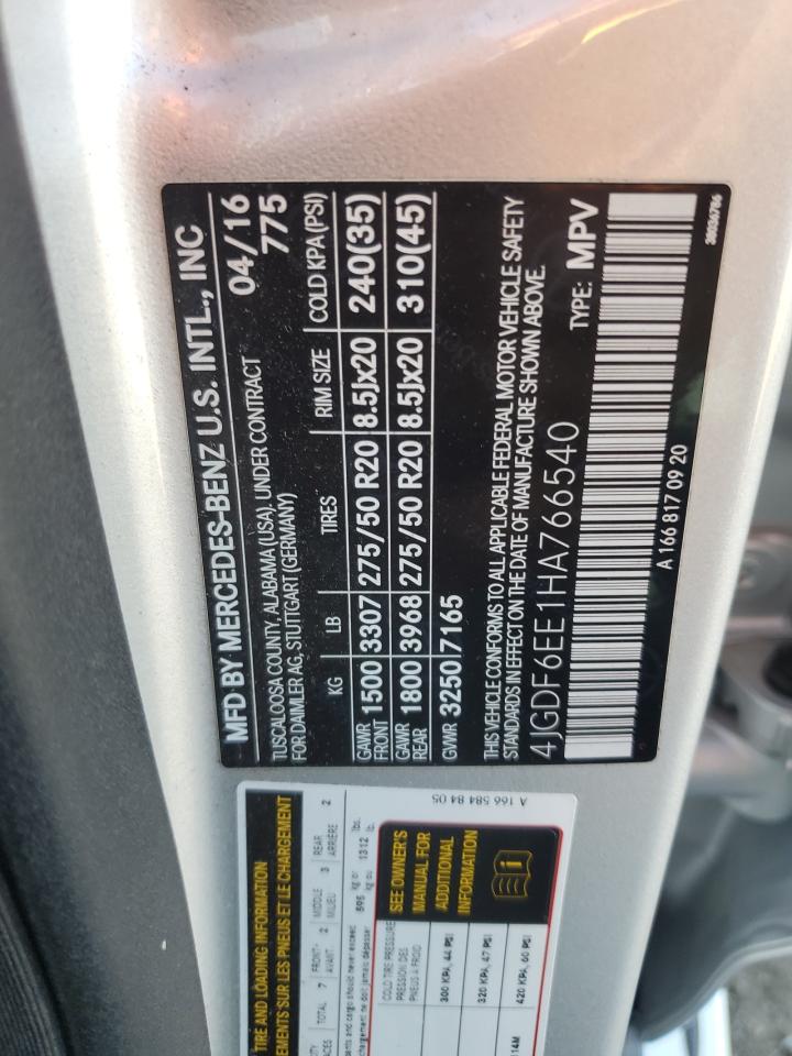 2017 Mercedes-Benz Gls 450 4Matic VIN: 4JGDF6EE1HA766540 Lot: 91647135