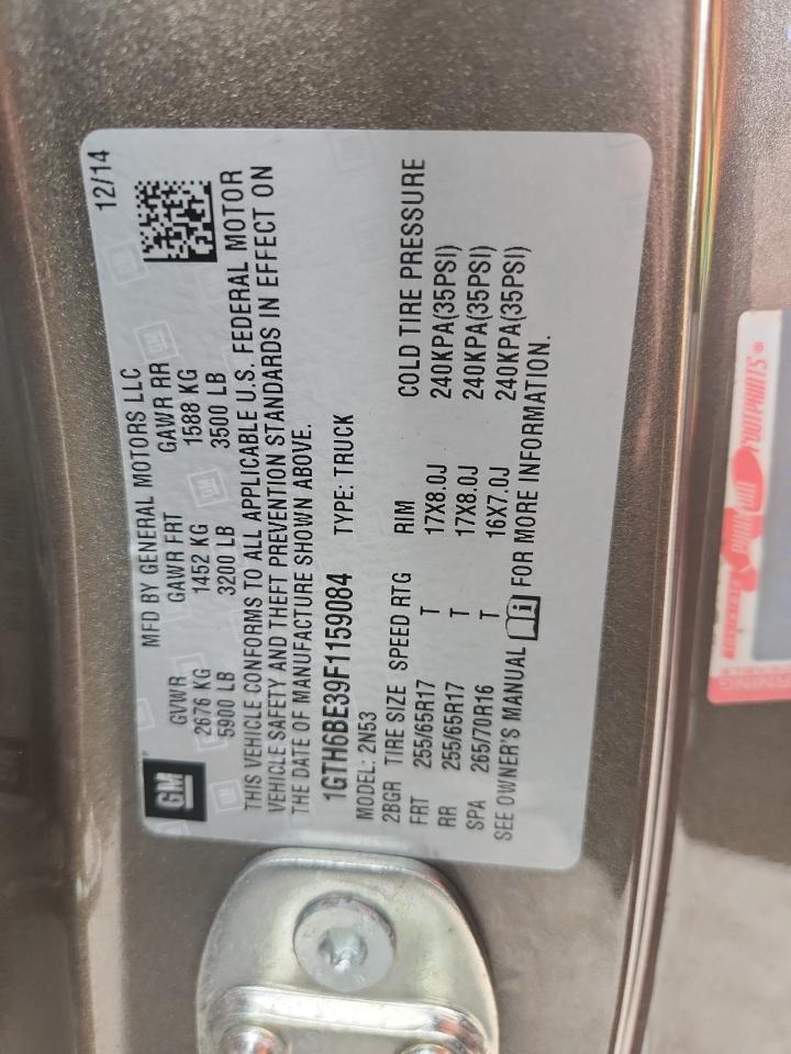 2015 GMC Canyon Sle VIN: 1GTH6BE39F1159084 Lot: 93466305