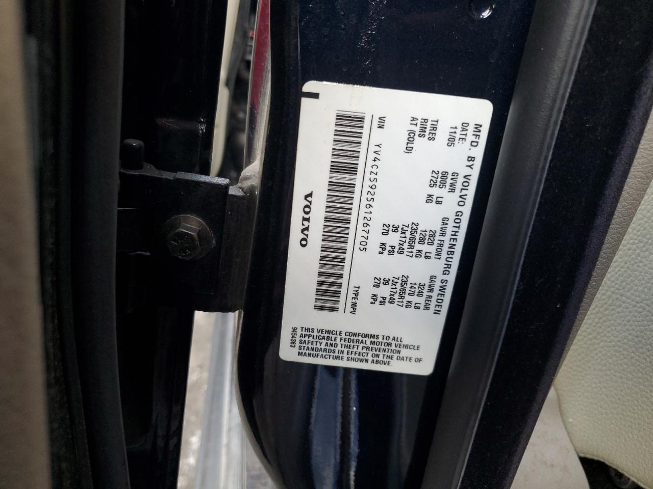 2006 Volvo Xc90 VIN: YV4CZ592561267705 Lot: 92285215