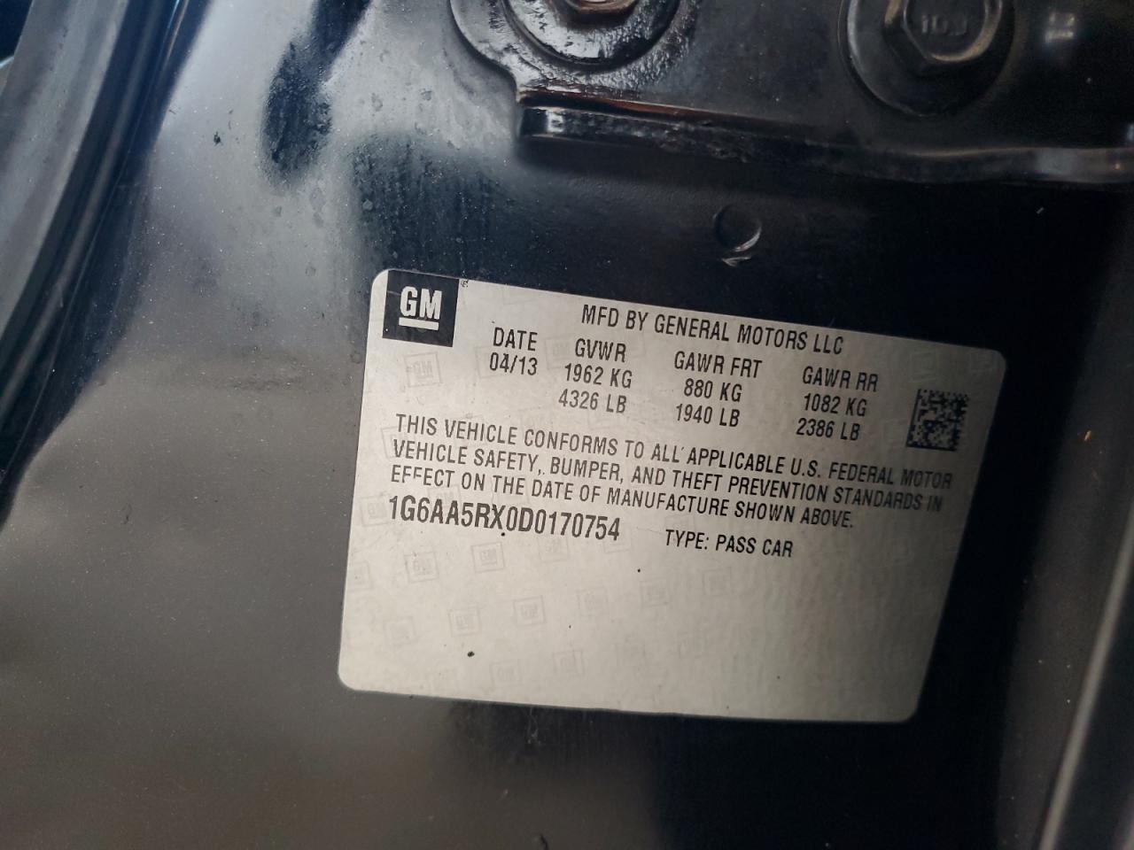 2013 Cadillac Ats VIN: 1G6AA5RX0D0170754 Lot: 91068805