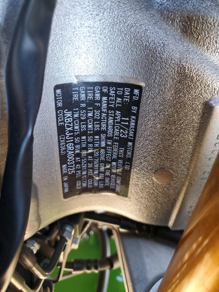 2024 Kawasaki Zx636 K VIN: JKBZXJJ16RA003725 Lot: 91645775