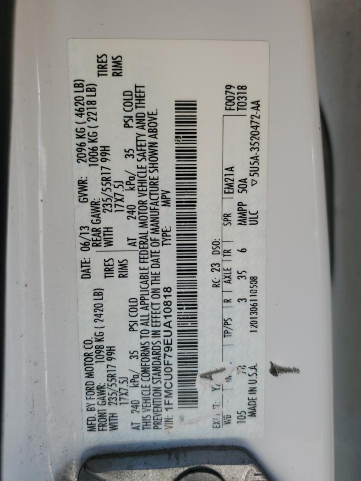 2014 Ford Escape S VIN: 1FMCU0F79EUA10818 Lot: 91978785