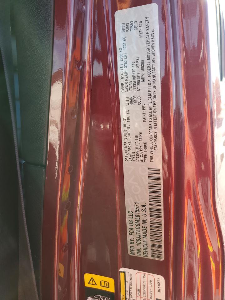 2021 Jeep Gladiator Mojave VIN: 1C6JJTEG9ML615571 Lot: 91520245