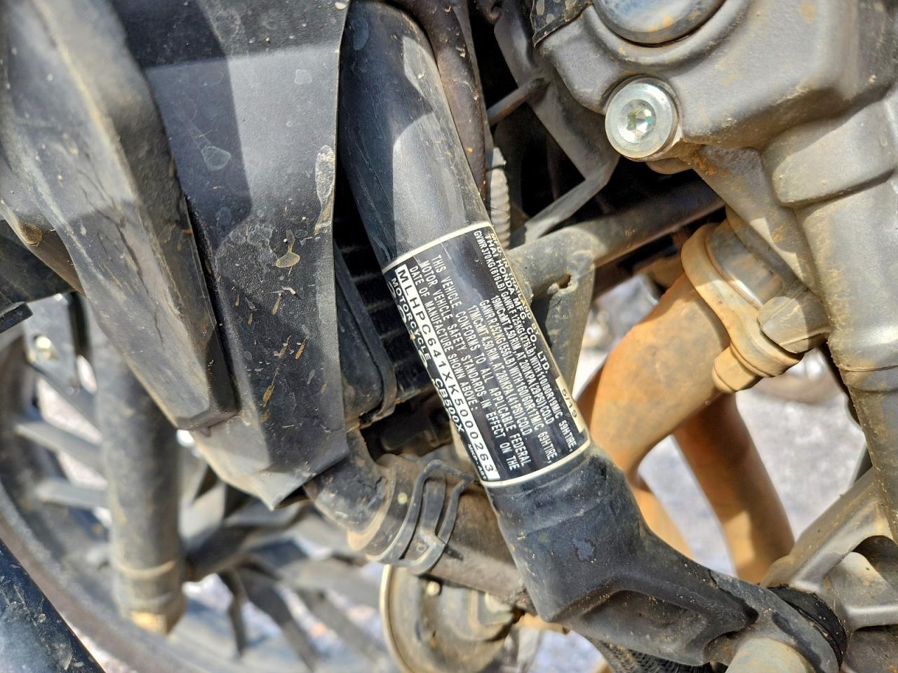 2019 Honda Cb500 X VIN: MLHPC641XK5000263 Lot: 93998745