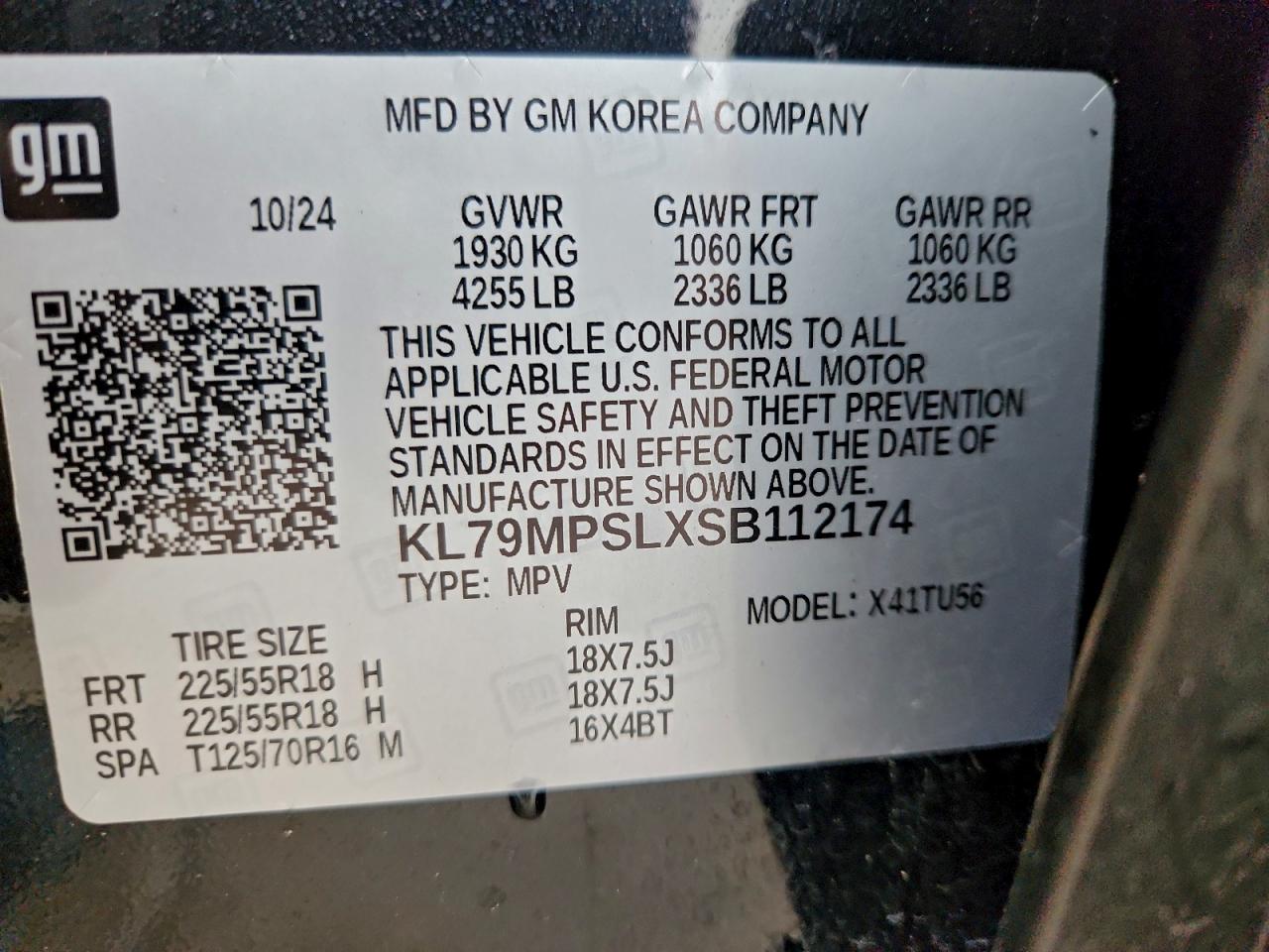 2025 Chevrolet Trailblazer Lt VIN: KL79MPSLXSB112174 Lot: 93885335