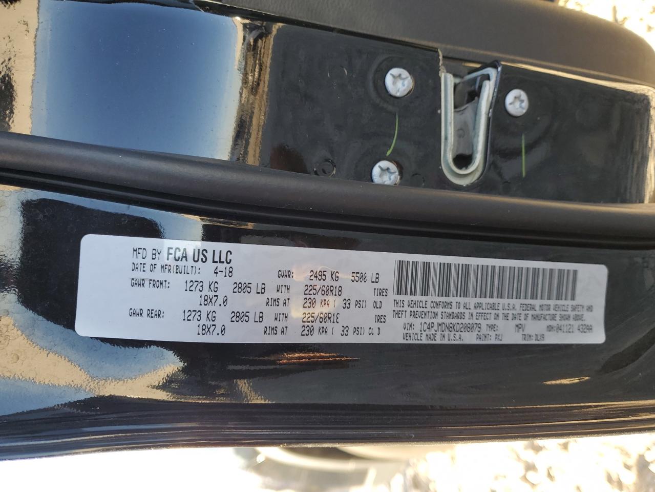 2019 Jeep Cherokee Limited VIN: 1C4PJMDN8KD208079 Lot: 92671335