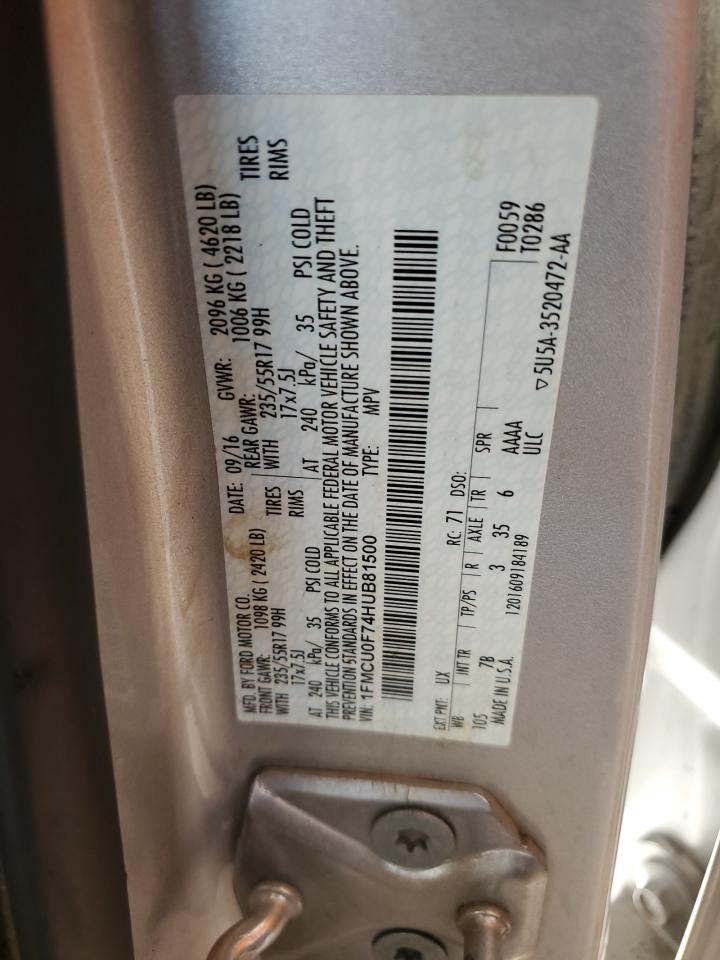 2017 Ford Escape S VIN: 1FMCU0F74HUB81500 Lot: 93214425