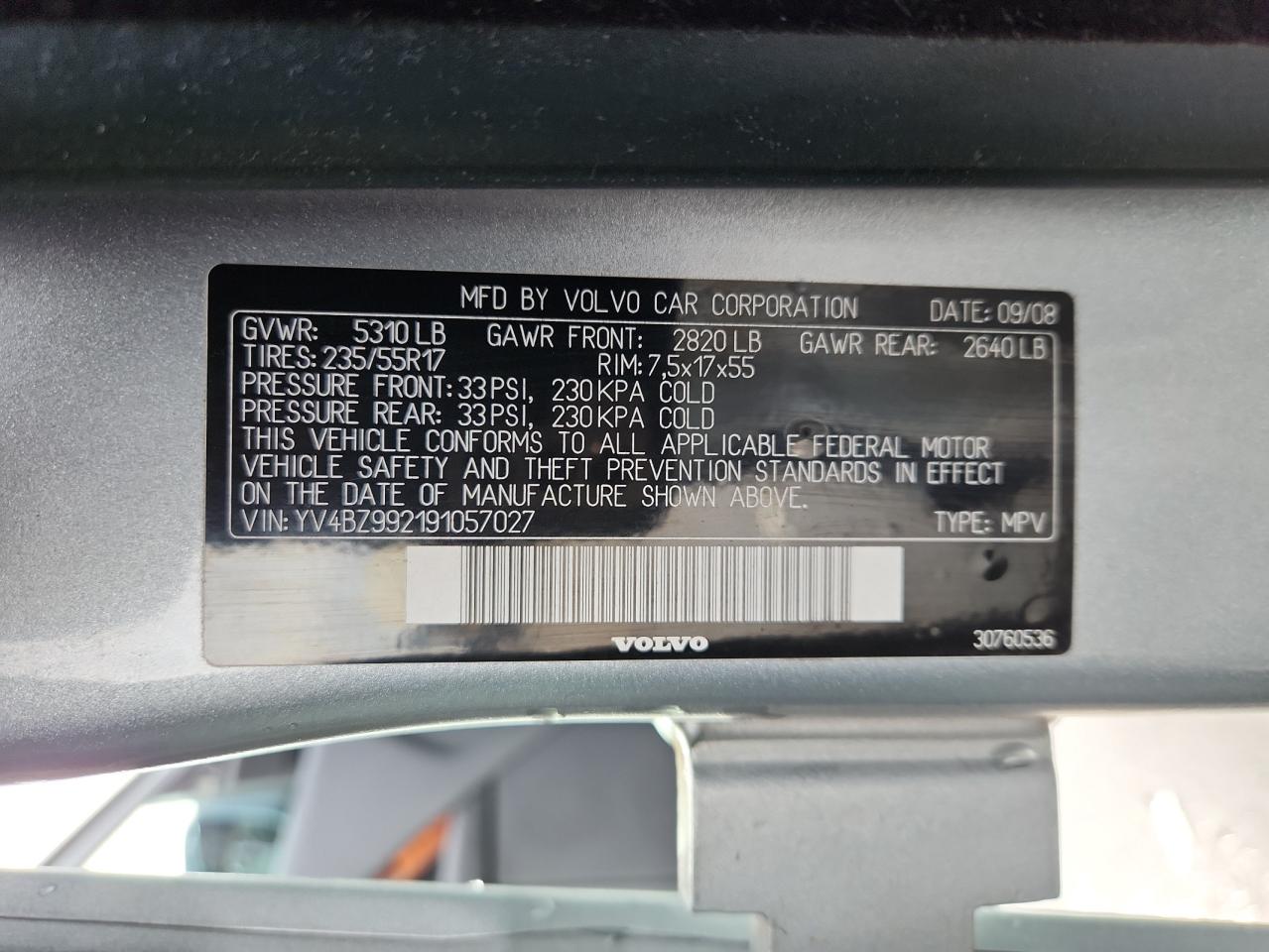 2009 Volvo Xc70 T6 VIN: YV4BZ992191057027 Lot: 92577505