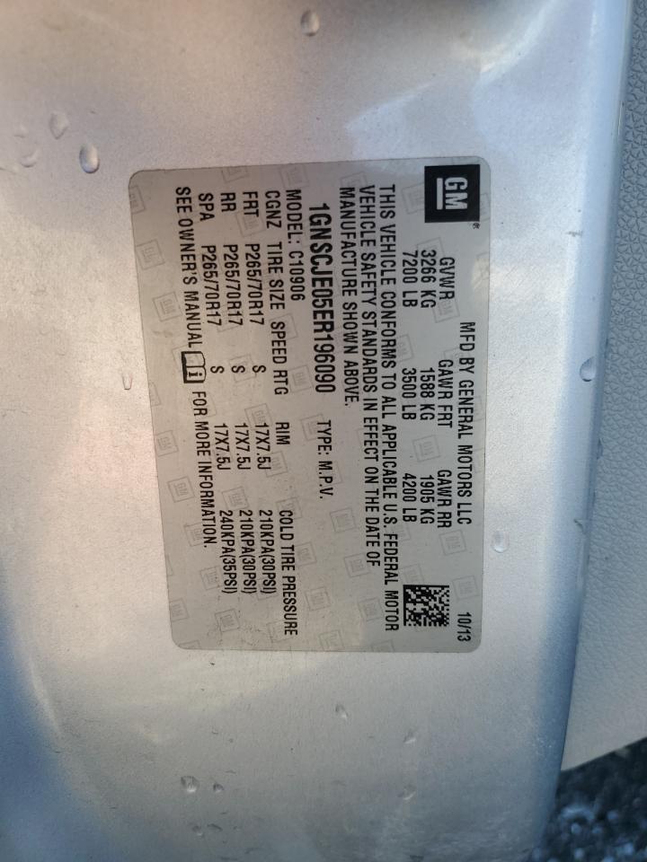 2014 Chevrolet Suburban C1500 Lt VIN: 1GNSCJE05ER196090 Lot: 90521905