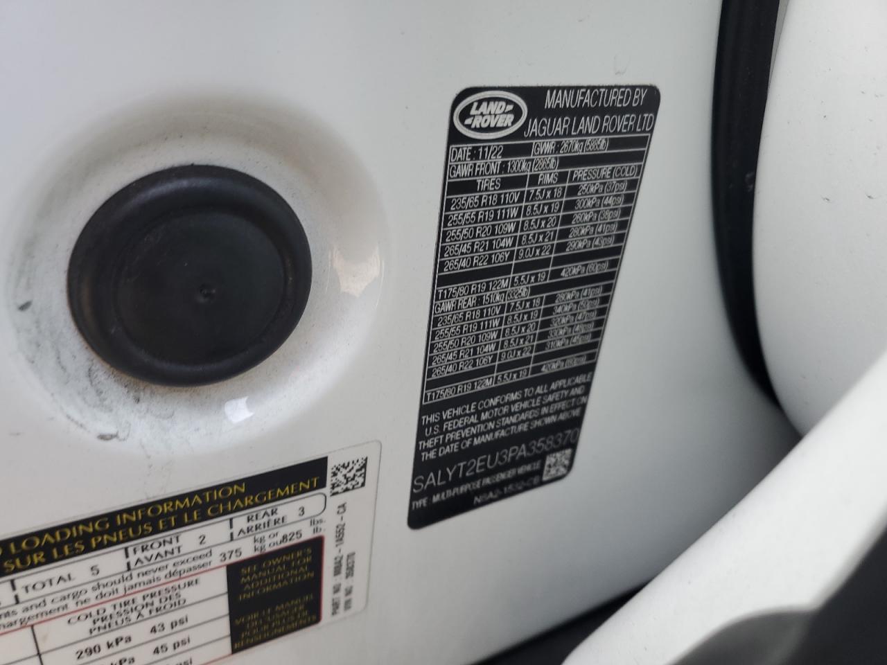 2023 Land Rover Range Rover Velar R-Dynamic S VIN: SALYT2EU3PA358370 Lot: 84437315